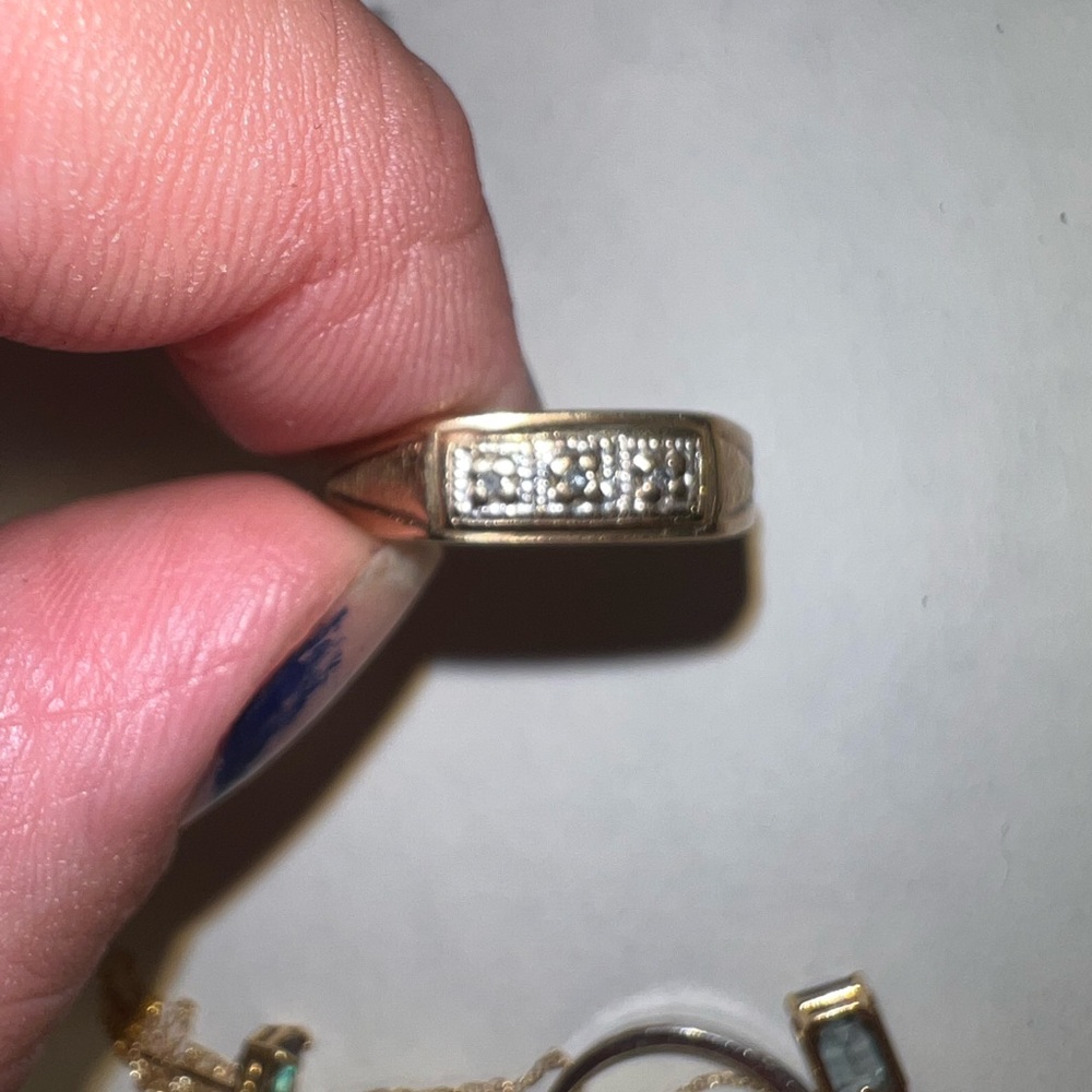 Men's Gold and Silver Ring with Diamond Accents